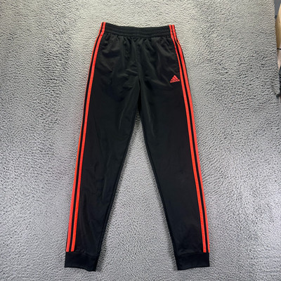 Adidas Pant Mens 14 Black Polyester Jogger Tapered Sports Performance 3 Stripes