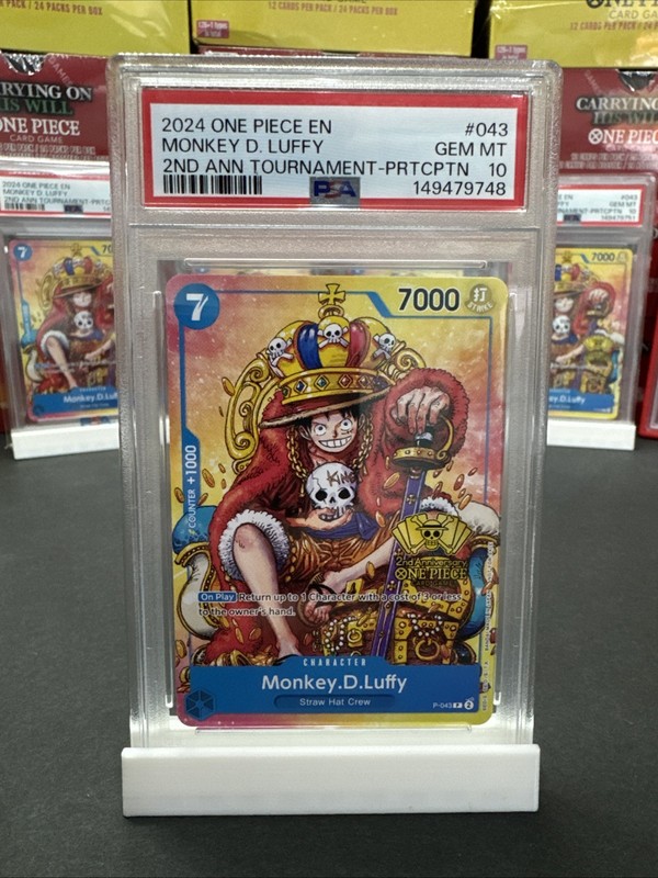 PSA 10 Gem Mint Luffy Promo P-043 2nd Anniversary Tournament Exclusive One Piece