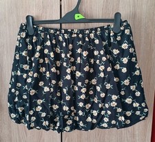 Ladies New Black Bubble Hem Mini Skirt With Flower Pattern Size XL