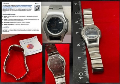 Casio SHEEN Watch SHN-100 Sporty Chic Vintg Water Resistant Stainless Band Alarm