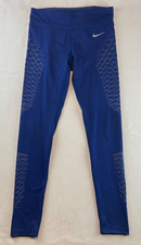 Nike Women's Dry Fit Leggings Navy Blue W/Graphic Design Size Medium