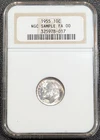 1955 SILVER Roosevelt Dime 10C NGC SAMPLE FA-00 Old Glory C&C Weekly 1c Auction!