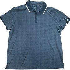 FLX Tipped Commuter Polo Men XXL Blue Geo Print Performance Golf Wicking Stretch