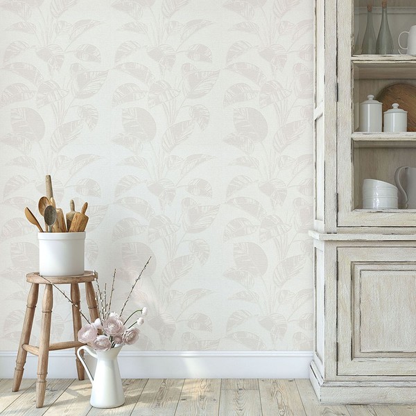 Vliestapete Blattmuster Tropisch Floral Struktur Creme Grau 10459-14 (2,19€/1Qm)-image