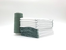 Reusable Paperless Towels, Pack of 12 Cotton Wipes with a Sage Green Border