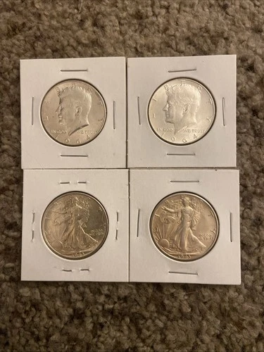 Four SILVER Half Dollars. UNCIRCULATED BU SILVER!!!!!!!!!