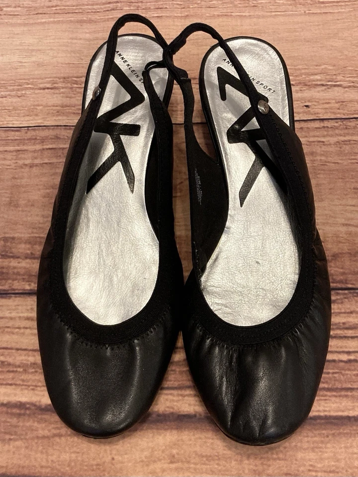 Zapatos Anne Klein Sport Talla 10M Cuero Negro Negocios Informales Tacones con Cordones Foto 3 de 4