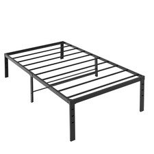 18"Heavy Duty Steel Slat Bed Frame Anti-Slip Support Easy Assembly Mattress