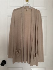 Women s Open Front Cardigan Ribbed Knit Sweater With Pockets New Size Medium