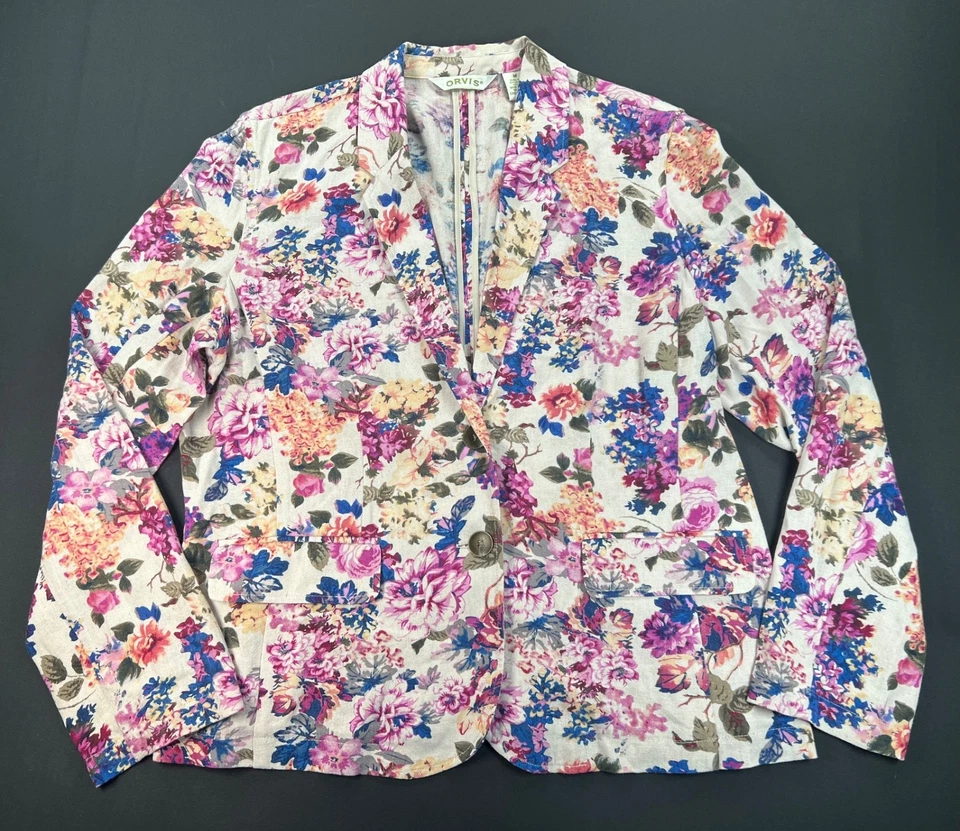 Винтажный Orvis цветочный льняной блейзер куртка (женская M) - рекомендуемая розничная цена производителя $130 - Изображение 2 из 4