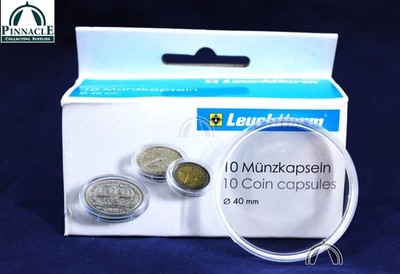 10 Direct Fit 40mm Coin Capsules by Lighthouse for Coins from Around the World
