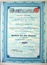 Panm&eacute;tallophile S.A. histor. Aktie + Kup. Br&uuml;ssel 1897 Belgien Ballon Fallschirm
