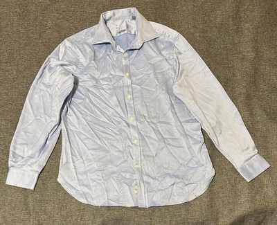 Unbranded Slim Fit Men's 16 1/2 32/33 L Light Blue Long Sleeve Shirt