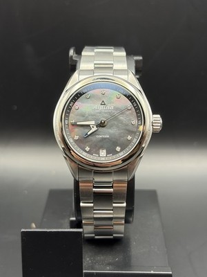 Alpina Comtesse Diamond w/ Black Mother of Pearl Dial Stainless Steel Watch READ