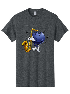 Blue-Circle-Playing-Saxophone Mens Graphic Tee, 100% Cotton, Casual Summer Wear