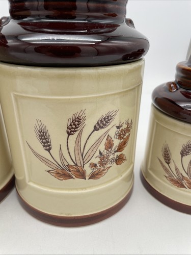 Vintage Weizen Muster Braun Keramik 4 Stück Milchkanne Stil Kanister Sets - Bild 23 von 24