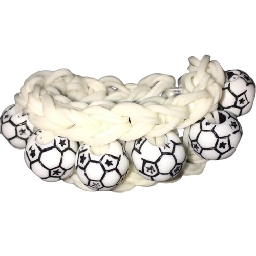 Rainbow Loom Bracelet Handmade White Soccer Stretchy Sporty Athletic Playful - Picture 1 of 5