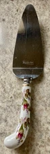 Sheffield Cake Pie Server Porcelain Handle Floral Handle Stainless Steel
