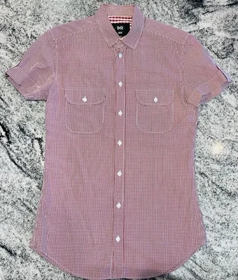 Dolce & Gabbana D&G Short Sleeve Button Shirt Red White Check Slim Fit Tailored - Image 1 of 4