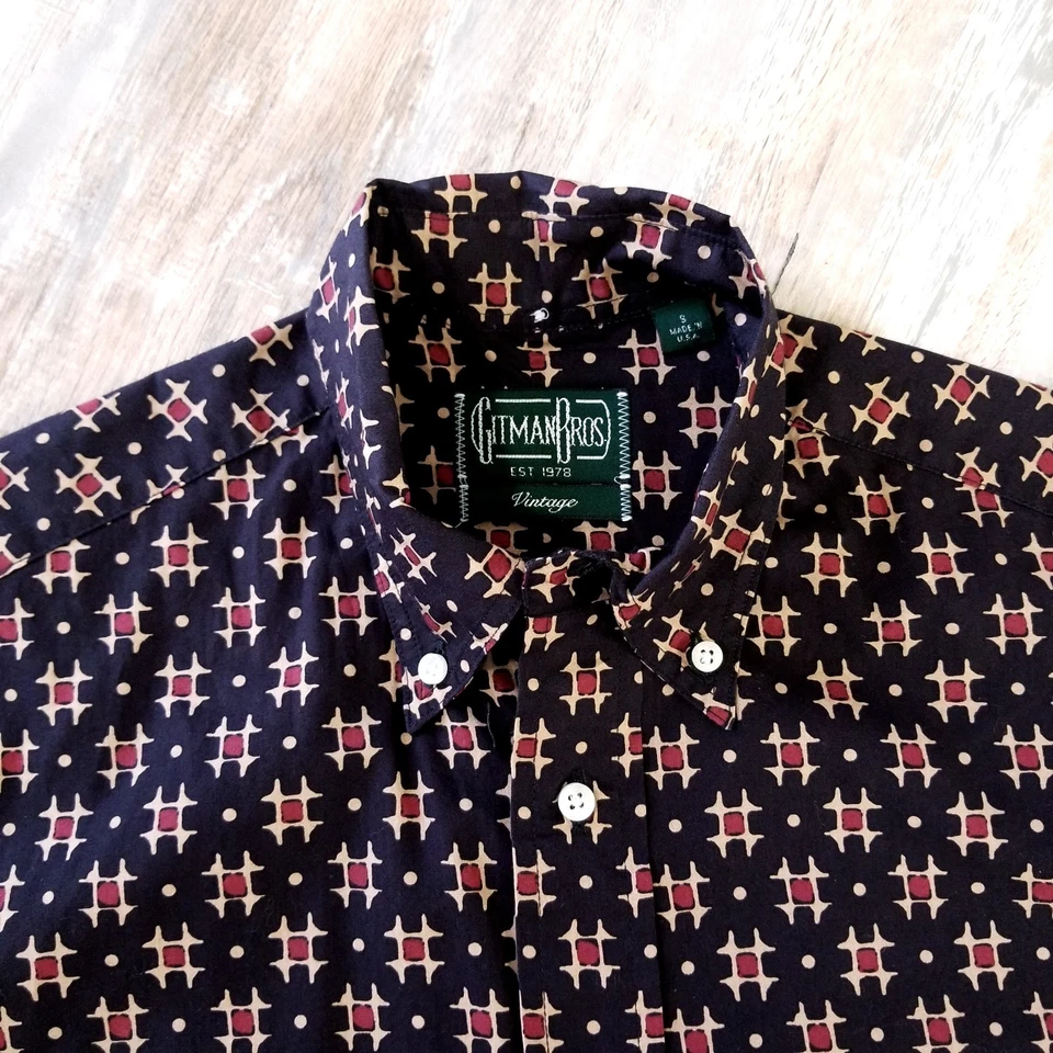 Vintage GITMAN BROS Button Down SHIRT Size S Mens Cotton Short Sleeve brown - Image 2 of 4