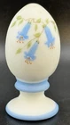 Glass Fenton Egg w Bluebells Signed By R North Hand Painted Floral Spring