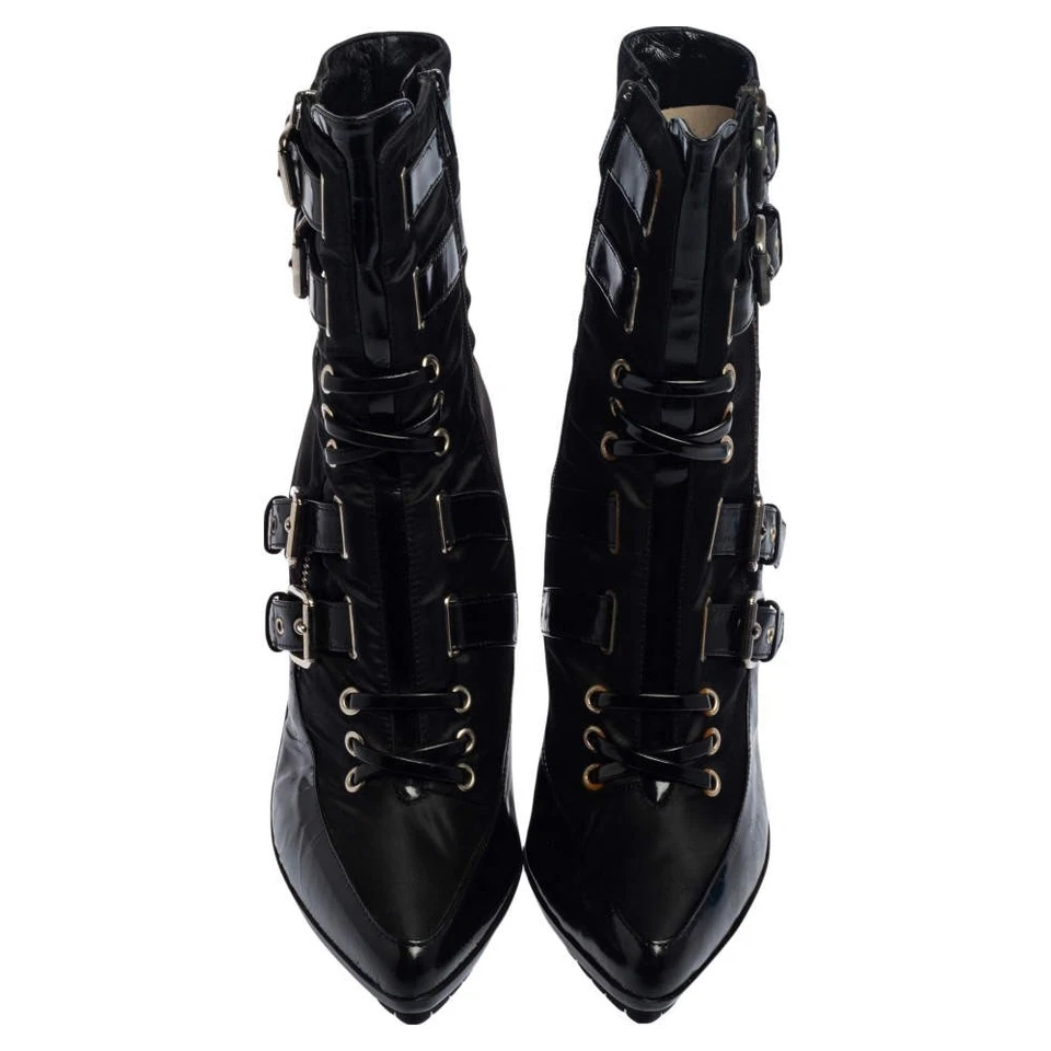 Botines Enio Silla For Le Silla charol negro y plataforma de nailon Foto 3 de 4