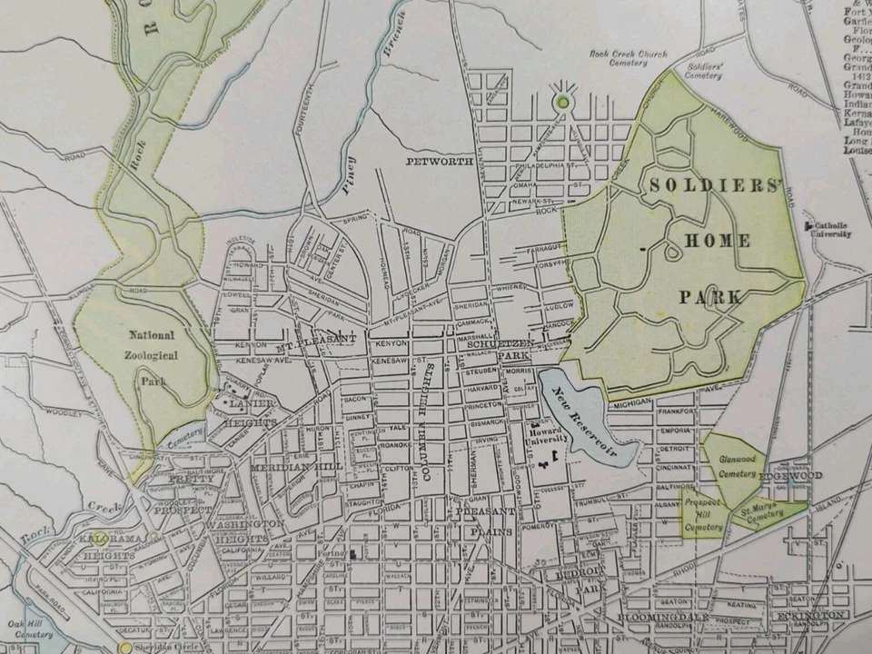 Mapa de colección 1911 de Washington DC 14"x22" antiguo antiguo original CAPITAL CASA BLANCA Foto 4 de 4