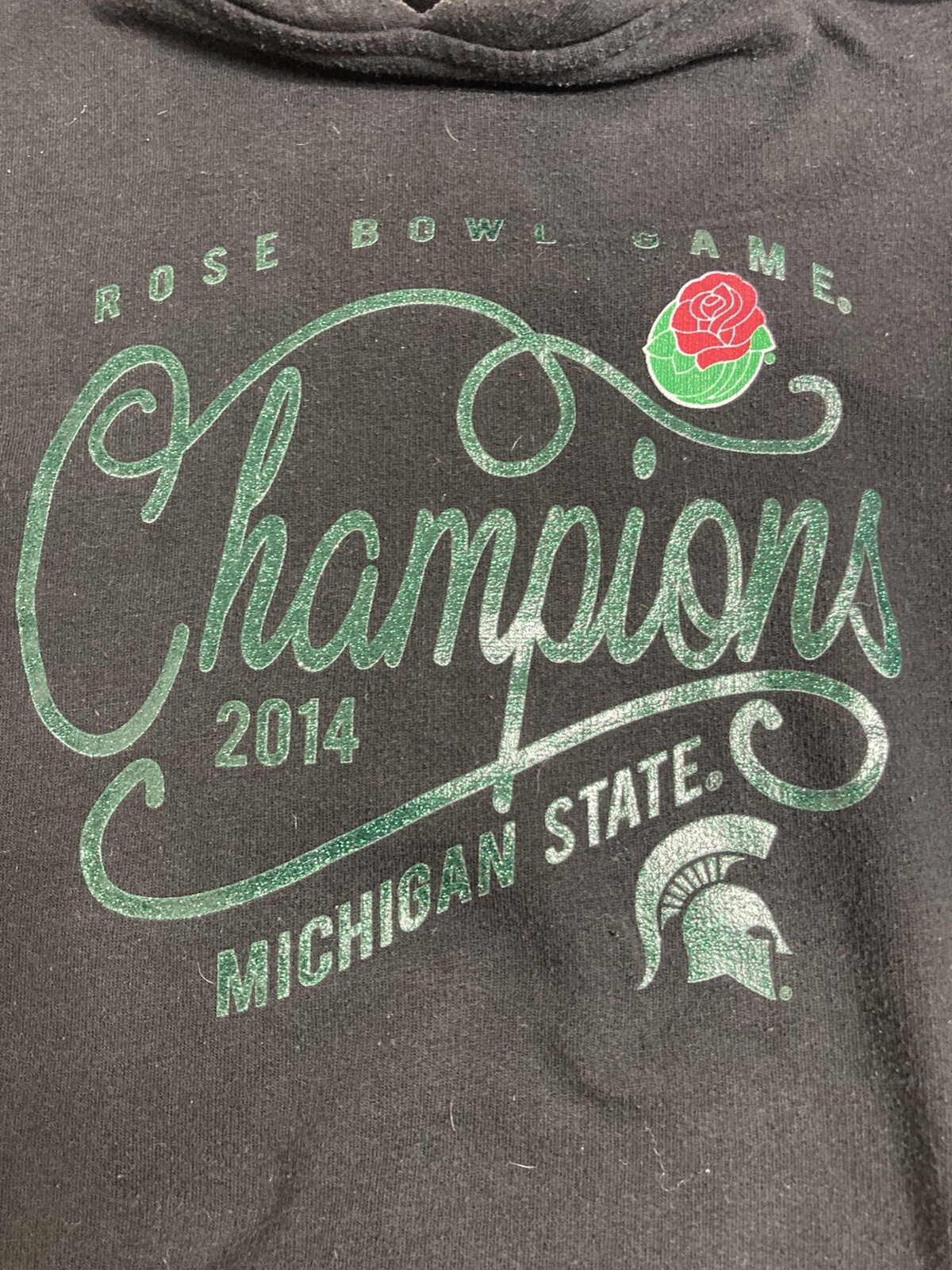Blue 84 Michigan State 2014 Rose Bowl Champions Woman’s Pullover Black Hoodie L