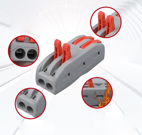 Electrical Cable Connectors Block Quick Lock Wire Spring Lever Terminals Inline - Picture 3 of 15