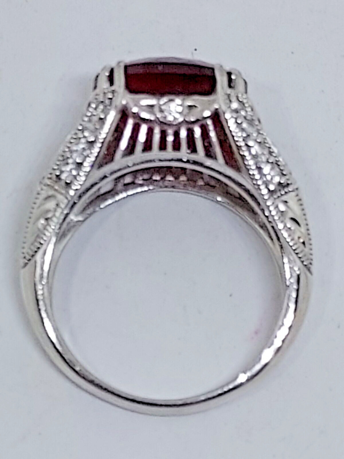 Sterling Silver Oval Lab Created Ruby & Cubic Zir… - image 5