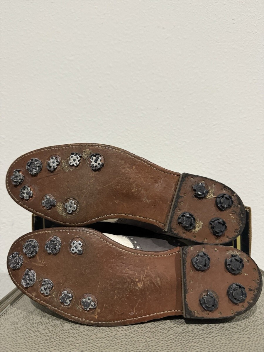 VINTAGE FootJoy Classics White Leather / Grey saddle golf shoes