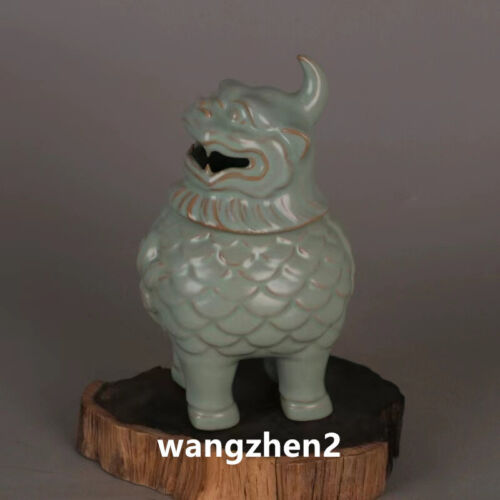 Exquisite Chinese porcelain lion shaped Ru porcelain incense burner - 第 1/6 張圖片