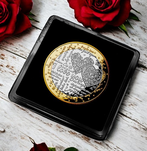 HAPPY VALENTINE'S DAY 'I Love You' Commemorative Coin. Cased. Gift/Present - Picture 1 of 16
