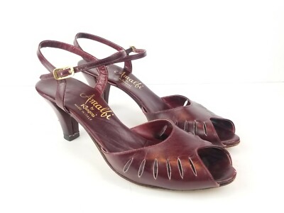 Amalfi Women's Maroon High Heel Slingback Sandals Size 5