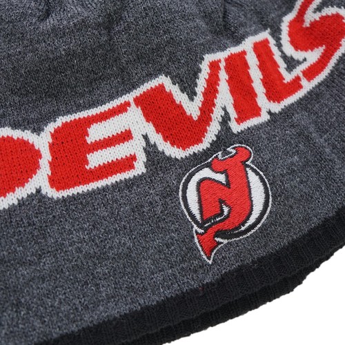 New Jersey Devils NHL Adidas Team Logo Unisex Adult Beanie Hat - Picture 3 of 3