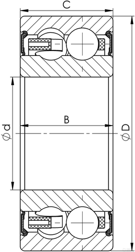 Rodamientos de bolas inclinados de dos filas 3800-2RS 10X19X7 mm Marca: CRF - Imagen 2 de 2