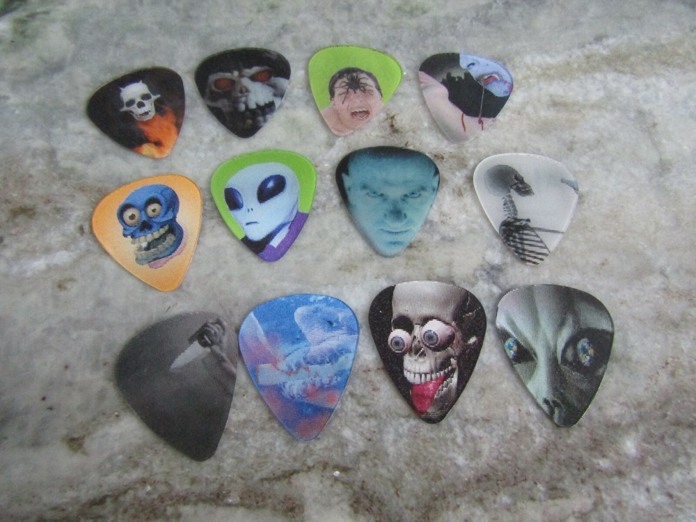 24 Hologram Guitar Picks - 2 Full Sets of Skulls & Aliens by Hot Picks USA  
