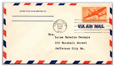 C31 1941 50¢ Transport Plane Airmail Border typed address unsealed LOT 1995