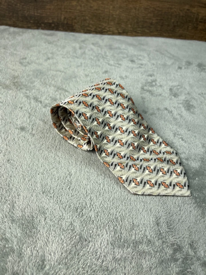 Corbata Enrico Venturi Cravatte Hecha en Italia 100% Seda Beige Ancho Clásico Foto 2 de 4