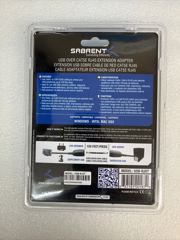 (New & Sealed) Sabrent USB-RJXT USB Extension Cable Over RJ45 Extender Adapter ~ Foto 2 de 4