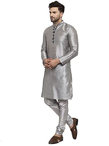 Traditional Plain Full Sleeve Silk Kurta Pajama Regular Fit Party Were For Mens - Picture 26 of 66