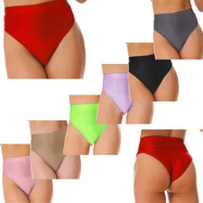 Womens Briefs Underpants Knickers Oily Panty Glossy Clubwear Solid Color Boxer