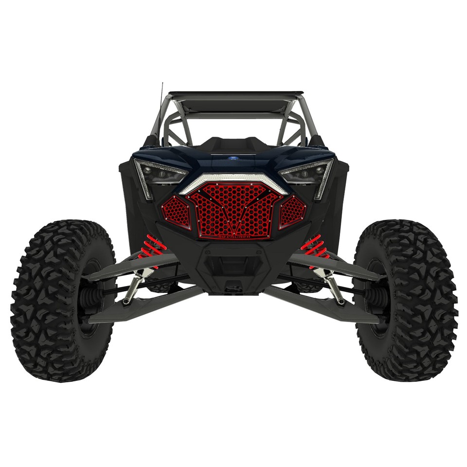 50 Caliber Racing Front 3pc Red/Black Custom Billet Grille Polaris RZR ...