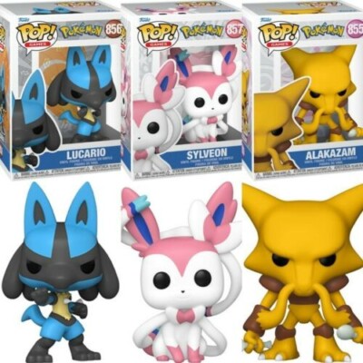 Funko Pop POKEMON Set Of Alakazam #855, Lucario #856, Sylveon #857
