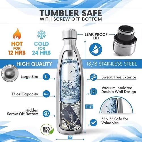 Diversion Water Bottle Hidden Safe Tumbler Compartment Container Box Stash Can - Picture 2 of 6