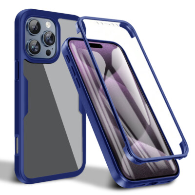 For iPhone 17 16 15 14 13 Pro Max Clear Full Case Built in Screen Protector