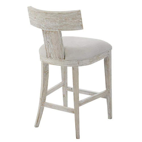 Uttermost Idris 26" Contemporary Pine Wood Counter Stool in White/Woodtone - Picture 5 of 10