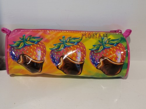 Vintage Lisa Frank Chocolate Covered Strawberries Pencil Case 7.5" Pouch Bag