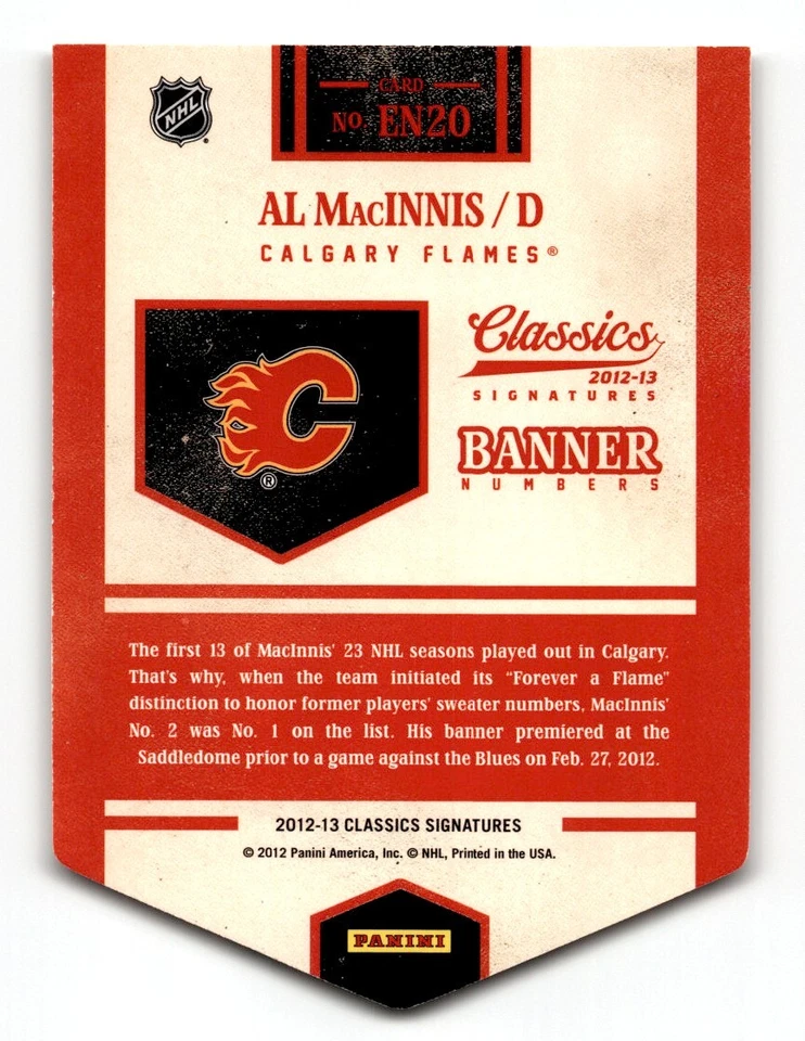 Al MacInnis 2012-13 Panini Classics Signatures Banner Numbers #EN20 Calgary - Image 2 of 2