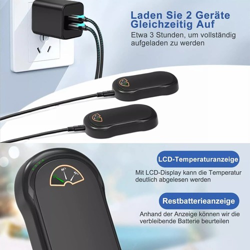 2x Handwärmer Elektrisch Taschenwärmer Powerbank Wiederverwendbar Akku 10000mAh - Bild 10 von 14